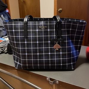 Kate Spade Tote. Large. Blue and black. Plaid. Great condition - spot inside.